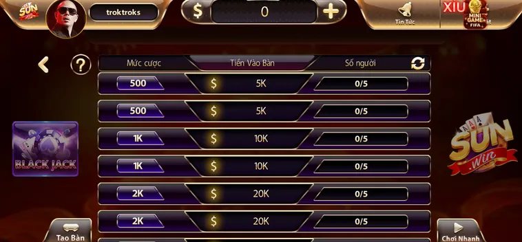 Black Jack Tại SunWin Nghệ Thuật Đấu Trí Đỉnh Cao Và Chiến Lược Chinh Phục Jackpot